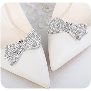 JWICOS 1 Pair Rhinestone Shoe Clips Classic Bow Heels Accessories Detachable Shoe Decoration Fashion Shoe Charms
