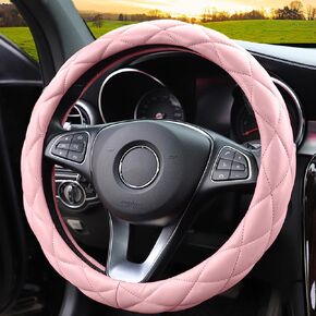 Soft Microfiber Leather Steering Wheel Cover, Universal 15 Inch for Women Girls, Fit Vehicles, Sedans, SUVs, Vans, Trucks - Black
