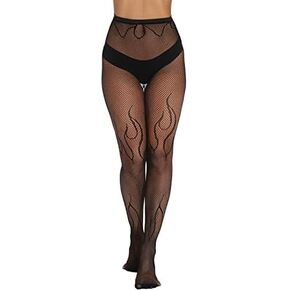 Flame socks Women Sexy Tights, Fishnet Stockings Patterned Tights,Thigh-High Black Socks, Lace Leggings Pantyhose, Christmas gifts1