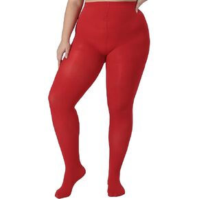 DancMolly Plus Size Opaque Black Tights for Women Control Top High Elastic Pantyhose