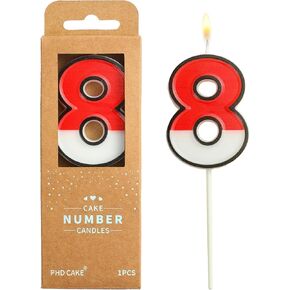PHD CAKE 2.76 Inch Cartoon Red and White 1 Number Birthday Candles, Anime Cartoon Number Candles, Cake Number Candles, Party Celebration, Style Candle