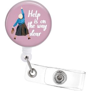 Tian Zhun Badge Reel Retractable with Alligator Clip Funny Nurse Badge Holder Help is on The Way Dear, for RN Nursing Doctor Office Worker Teacher Student Name Id Decor