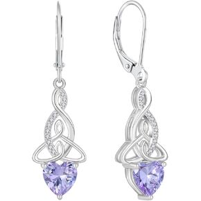 Infinity Celtic Knot Earrings 925 Sterling Silver Dangle Drop Leverback Earrings Birthstone Jewelry Gifts for Women