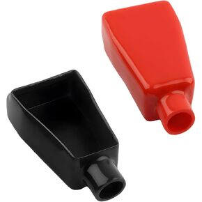 2 PCS Car Battery Terminal Covers, Positive Negative Top Post Insulating Stud Battery Protective Cap, Soft Flexible Battery Terminal Protector Cover for Car Truck Boat