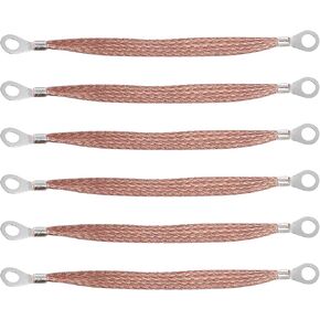 6Pcs Universal Automotive Ground Strap, 13" x 1/2" Copper Vehicle Grounding Cable Straps Automotive Engine Copper Ground Strap with Ring Terminals for Most Cars(13" x 1/2")