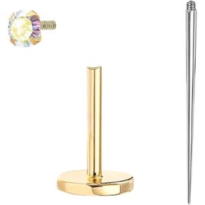 Sterling Silver Flat Back Stud Earrings Internally Threaded Labret Piercing Studs Flat Piercing Earrings Studs Nose Studs for Women