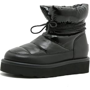 Mel&Syd 100% Australian Sheepskin Women Snow Boots - Waterproof Fur Lined Shearling Boots - Warm Insulated Lace Up Elastic Belt Mini Boots with Memory Foam Rubber Non-Slip Fashionable Walking Shoes
