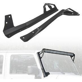 ALAVENTE Upper and Lower Windshield Mount Bracket Kit for Jeep Wrangler JK/JKU 2007-2017 for 52" Straight Light Bar Bracket (Pair, Black)