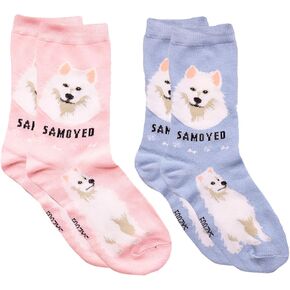 Foozys Unisex Fun Crazy Crew Socks 2 Pairs | Canine Dog Collection | Samoyed