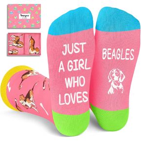 HAPPYPOP Funny Beagles Socks for Girls - Crazy Beagles Gifts Silly Fun Weird Gifts In Pink