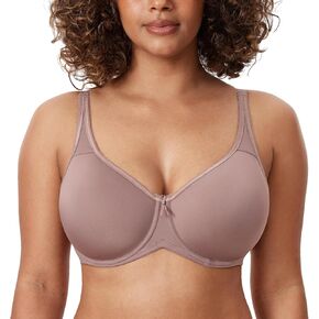 DELIMIRA Women's Seamless Tshirt Bras Plus Size Full Coverage Underwire Lightly Lined Bra Up to F