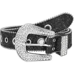 Women Men Rhinestone Belts BB Belt Bling Western Cowgirl Cowboy Belt Sparkly Studded Glitter Belt for Jeans Plus Size