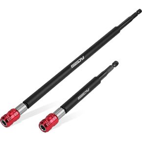Magnetic Screwdriver Bit Holder Set: 5-Piece 1/4 Inch Hex Shank Quick Release Extension Adapter | Super Straight Durable CR-V Steel | Universal Fit for Impact Driver Bits | 2", 4", 6", 12", 17" Long