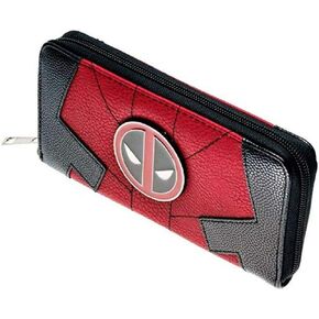 Dead-Pool Metal Badge Zip Around Hand Purse Clutch Wallet