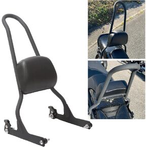 ECOTRIC Motorcycle Detachable Sissy Bar Backrest Pad Compatible with 2006-2017 Harley Davidson Fatboy Fat boy LO FLSTF Softail FXST FLST CVO Rear Passenger Adjustable Back rest Black Steel