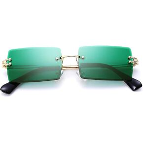 Rectangle Sunglasses for Men/Women Small Rimless Square Shade Eyewear