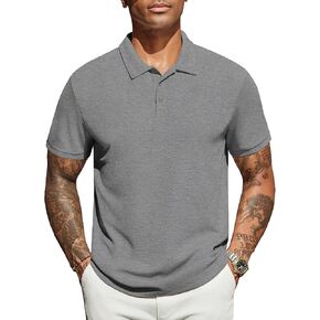 COOFANDY Men's Polo Shirts Short Sleeve Classic Fit Golf Shirts Casual Solid Waffle Collared T Shirt