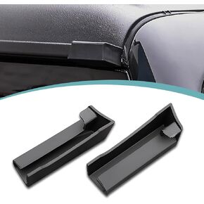 Pack-2 Car Roof Rainwater Deflector, Snap-in Rain Gutter, Anti-Scratch Wear-Resistant Rubber Roof Modification Decorative Accessory, Compatible with 18-22 Wrangler JK JL (Black)