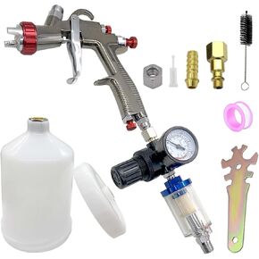 YSIL LVLP Spray Gun R500 Gravity Feed Car Paint Sprayer with 600CC Capacity 1.3MM Nozzle,Air Regulator&Oil-Water Separator,R500 Spray Gun for Automotive,Furniture,House Painting,Varnish,Top Coat