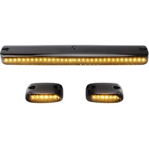 OPP ULITE Silverado Cab Lights Amber 30 Led, Smoke Cover Lens Cab Marker Top Roof Running Light Assembly, 3PCS Fit for 2007-2014 Chevy Silverado Sierra (DK035)