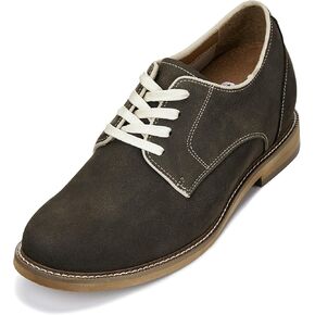 CALTO Men's Invisible Height Increasing Elevator Shoes - Lace-up Premium Leather Casual Derby - 3 Inches Taller
