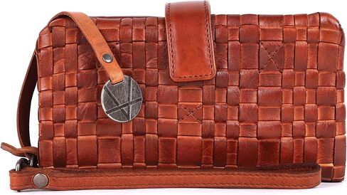 Genuine Leather Wallets for Women, Small Wallet for Women Zipper Coin Purse Credit Card Holder with Strap (VL-158-COGNAC) in Saudi Arabia