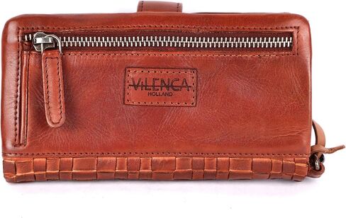 Genuine Leather Wallets for Women, Small Wallet for Women Zipper Coin Purse Credit Card Holder with Strap (VL-158-COGNAC) in Saudi Arabia