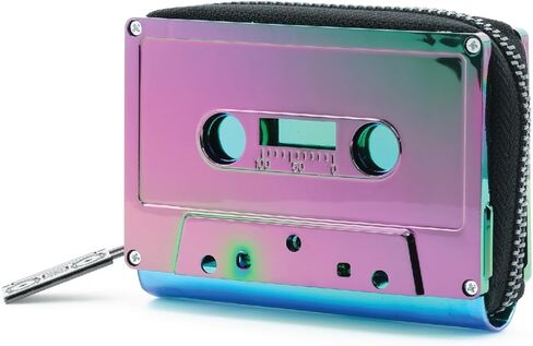 Fydelity Vegan Leather Zipper Wallet, Cassette Tape Design, Credit Card Holder, Women's Cute Wallet, Retro Wallet, Rose Gold Chrome, 70264 AA in Kuwait