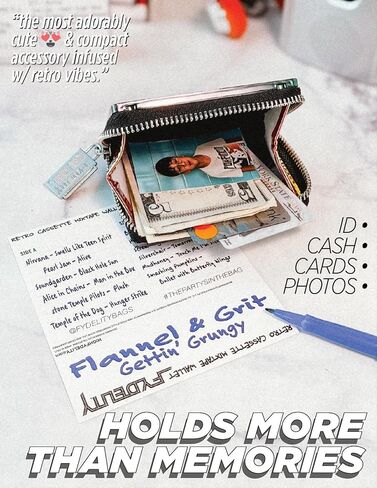 Fydelity Vegan Leather Zipper Wallet, Cassette Tape Design, Credit Card Holder, Women's Cute Wallet, Retro Wallet, Rose Gold Chrome, 70264 AA in Kuwait