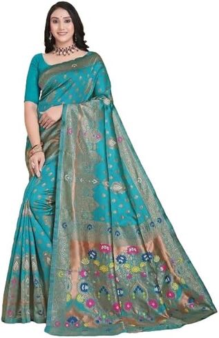 Bhavna-Tex fashion Sarees for Women Silk Ethnic Indian Wedding Gift Sari with Unstitched Blouse in Saudi Arabia