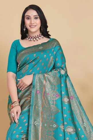 Bhavna-Tex fashion Sarees for Women Silk Ethnic Indian Wedding Gift Sari with Unstitched Blouse in Saudi Arabia