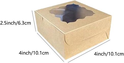 100Pcs (4x4x2.5 in) Mini Cake Boxes+5 stickers with Display Window for Gift Giving, Bakesale, Cupcakes, Dessert, Cookies, Pie, Macaroons, Donuts, Pastry, Kraft Paper Material (100Pcs Pink) in Saudi Arabia