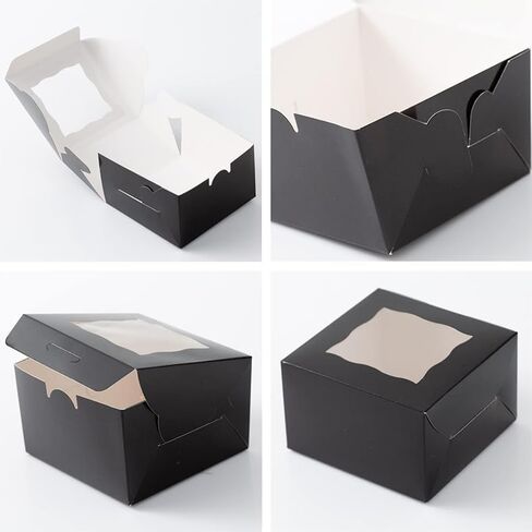 100Pcs (4x4x2.5 in) Mini Cake Boxes+5 stickers with Display Window for Gift Giving, Bakesale, Cupcakes, Dessert, Cookies, Pie, Macaroons, Donuts, Pastry, Kraft Paper Material (100Pcs Pink) in Saudi Arabia