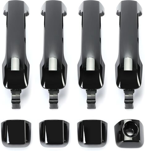 HECASA Door Handles Kit Compatible with 2007-2022 Toyota Tundra Crewmax Sequoia Glossy Black 4Pcs Full Set Replacement for 81295, 692100C010, 692170C030, 692170C010 in Saudi Arabia