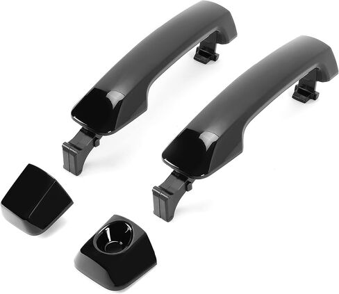 HECASA Door Handles Kit Compatible with 2007-2022 Toyota Tundra Crewmax Sequoia Glossy Black 4Pcs Full Set Replacement for 81295, 692100C010, 692170C030, 692170C010 in Saudi Arabia