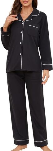 U2SKIIN Womens Button Up Pajama Sets Soft Long Sleeve Pajamas for Women Warm Flannel Knit Lounge Sets in Saudi Arabia