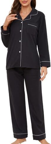 U2SKIIN Womens Button Up Pajama Sets Soft Long Sleeve Pajamas for Women Warm Flannel Knit Lounge Sets in Saudi Arabia