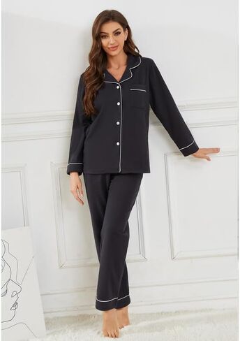 U2SKIIN Womens Button Up Pajama Sets Soft Long Sleeve Pajamas for Women Warm Flannel Knit Lounge Sets in Saudi Arabia