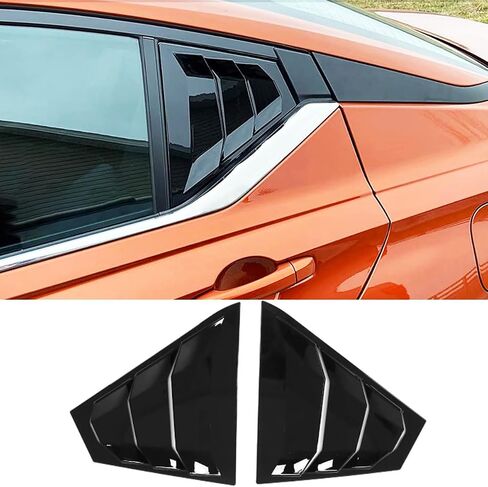 Car Rear Side Window Louvers Air Vent Scoop Shades Cover Blinds Racing Style Triangular Window Exterior Shutters Decoration for Altima 2019 2020 2021 2022 2023 2024 2025,Glossy Black in Saudi Arabia