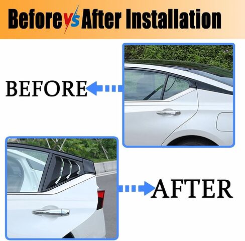 Car Rear Side Window Louvers Air Vent Scoop Shades Cover Blinds Racing Style Triangular Window Exterior Shutters Decoration for Altima 2019 2020 2021 2022 2023 2024 2025,Glossy Black in Saudi Arabia