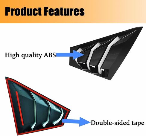 Car Rear Side Window Louvers Air Vent Scoop Shades Cover Blinds Racing Style Triangular Window Exterior Shutters Decoration for Altima 2019 2020 2021 2022 2023 2024 2025,Glossy Black in Saudi Arabia