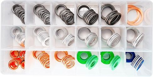 100PCS 18 Sizes Oil Drain Plug Gaskets Crush Washers Seals Rings for Toyota,Subaru,Chevrolet,Honda Replace 35178-30010, MD050317, 803916010,12157-10010,11126-AA000 in Saudi Arabia