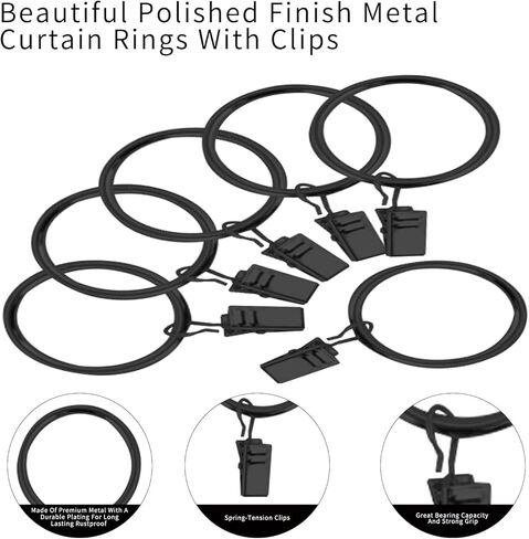 40 قطعة من حلقات الستارة المعدنية مقاس 1.5 بوصة مع مشابك حلقات قضيب الستارة، مشابك إغلاق للستائر مقاومة للصدأ ومشابك حلقات تعليق للستائر من أجل شماعات زخرفية بدعامة قضيب التوتر، ذهبي in Kuwait