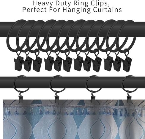 40 قطعة من حلقات الستارة المعدنية مقاس 1.5 بوصة مع مشابك حلقات قضيب الستارة، مشابك إغلاق للستائر مقاومة للصدأ ومشابك حلقات تعليق للستائر من أجل شماعات زخرفية بدعامة قضيب التوتر، ذهبي in Kuwait