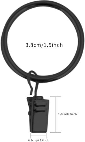 40 قطعة من حلقات الستارة المعدنية مقاس 1.5 بوصة مع مشابك حلقات قضيب الستارة، مشابك إغلاق للستائر مقاومة للصدأ ومشابك حلقات تعليق للستائر من أجل شماعات زخرفية بدعامة قضيب التوتر، ذهبي in Kuwait