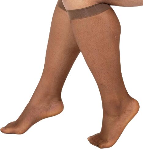 Silky Toes Plus size knee high sheer nylons for women, 6 Pairs socks Queen Trouser stockings for women with wide Calf in Kuwait