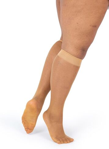 Silky Toes Plus size knee high sheer nylons for women, 6 Pairs socks Queen Trouser stockings for women with wide Calf in Kuwait
