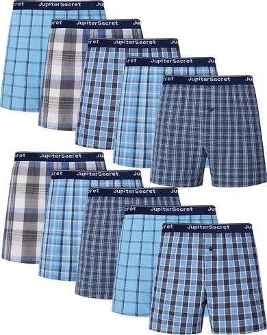 Men's Boxer Shorts 100% Cotton Classic Plaid Woven Boxers for Men Soft Breathable Mens Underwear with Button Fly in Saudi Arabia