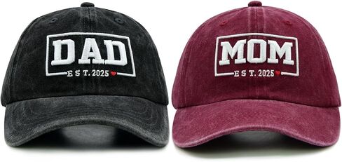 Funny Mom and Dad Est 2025 Hats, Gifts for New Parents, New Mom and Dad Hats, 3D Embroidered Adjustable Baseball Cap in Saudi Arabia
