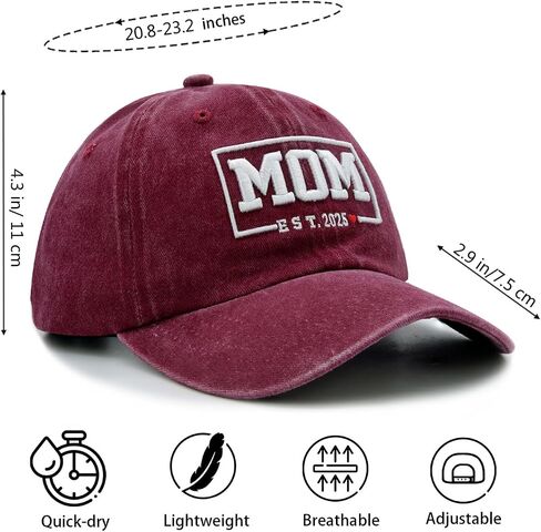 Funny Mom and Dad Est 2025 Hats, Gifts for New Parents, New Mom and Dad Hats, 3D Embroidered Adjustable Baseball Cap in Saudi Arabia